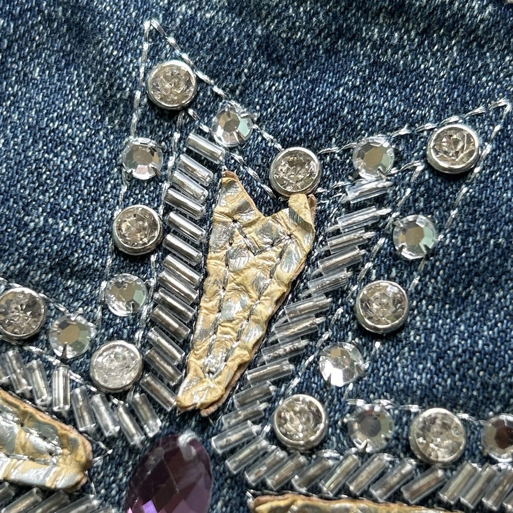 Miss Me JP4695 Med Wash Low Rise Y2K Cross Rimestone Bootcut Women Denim Jean 27 - Picture 9 of 16